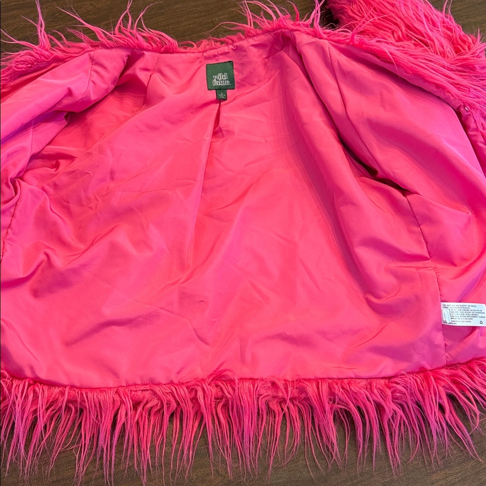 Hot Pink Shaggy Faux Fur Coat - Picture 8 of 11